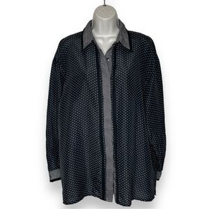Vintage 90s The Limited Silk Black White Polka Dot Long Sleeve Shirt Women Large